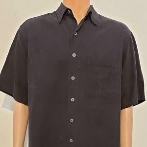 CARIBBEAN TROPICAL BLACK PALMS BUTTON DOWN SHIRT